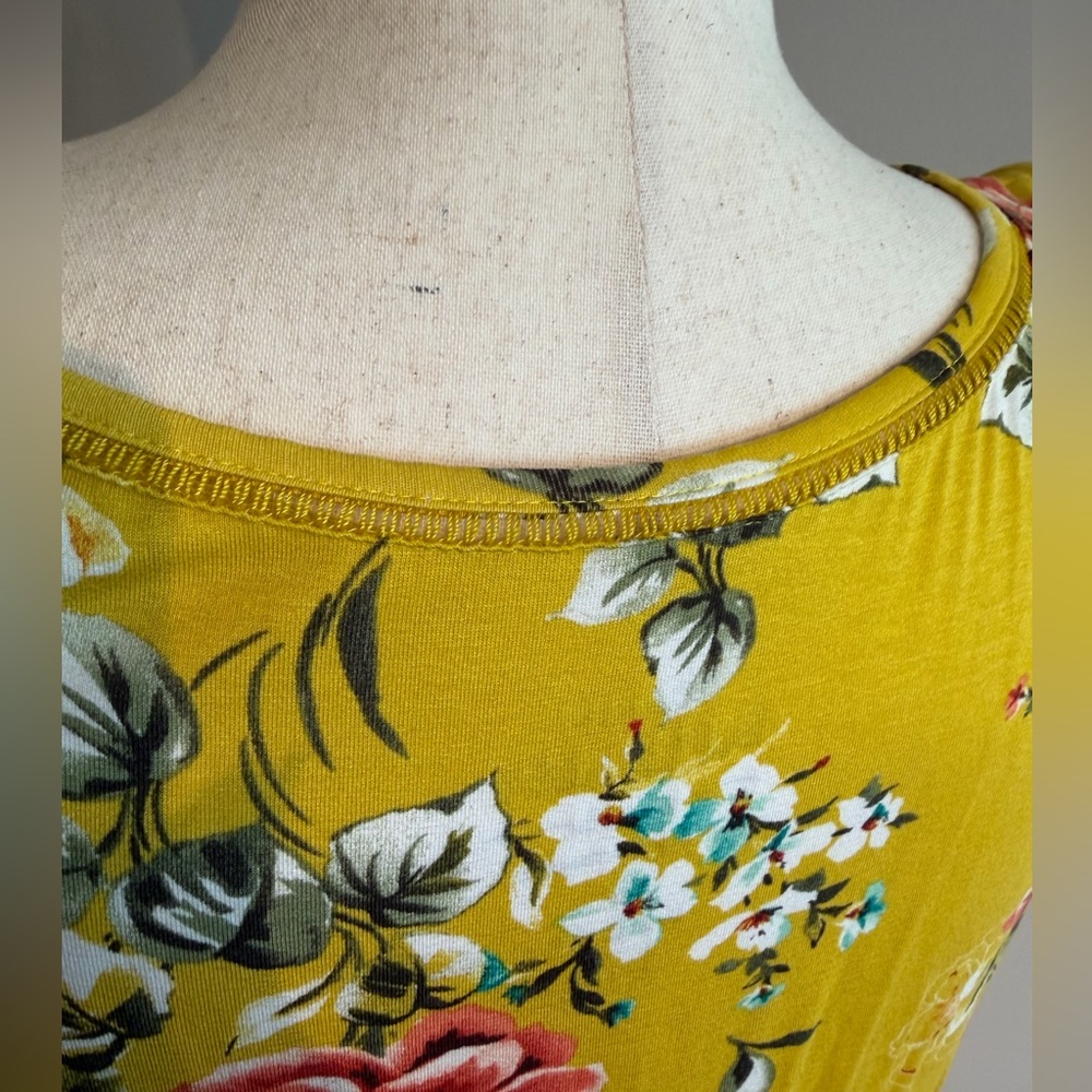 Torrid Yellow Floral Supersoft Tiered Babydoll Tank - Torrid Size 3 (22-24, 3X) - Picture 13 of 16